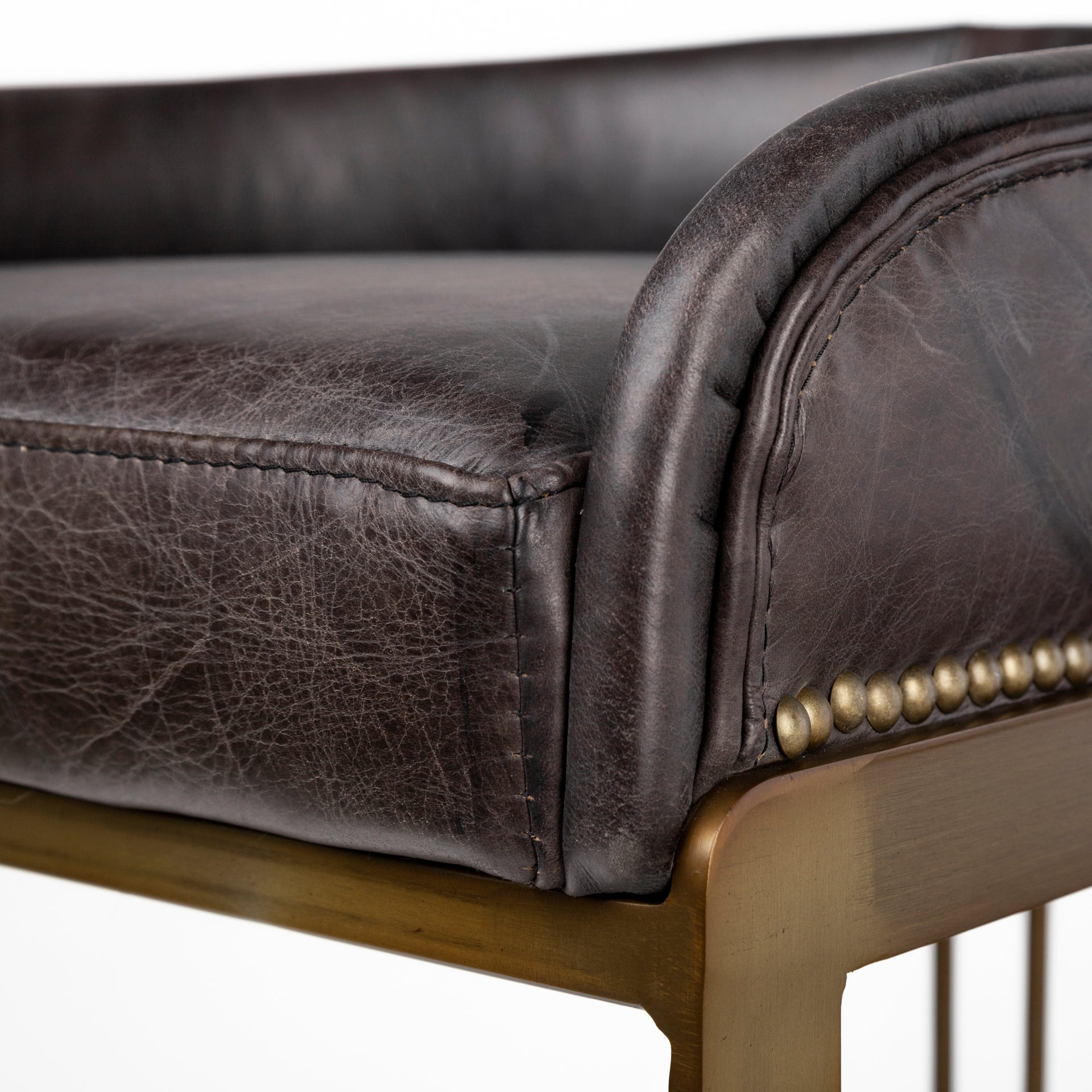 Hollyfield Leather Seat Counter Stool