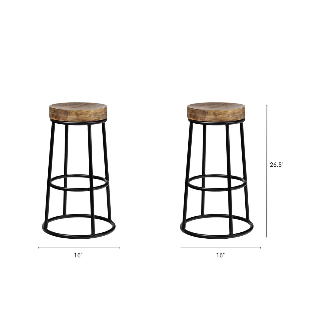 Flynn Bar Wood Seat Stool Series