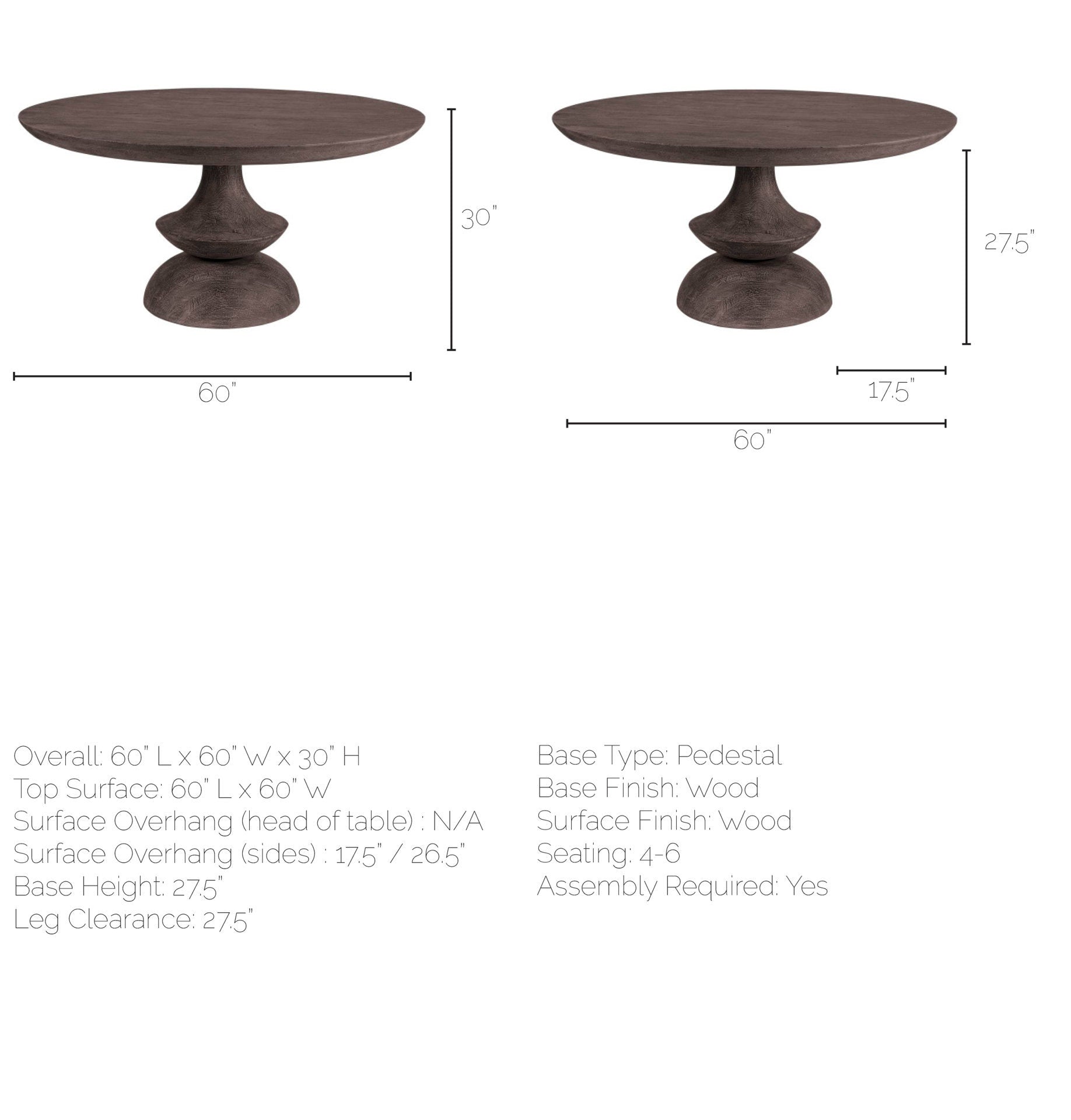 Crossman 60" Round Dining Table