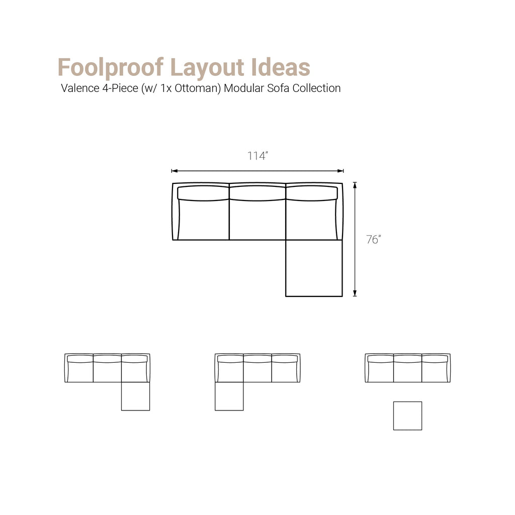 Valence 4 Piece (Incl. 1 Ottoman) Modular Sofa Set