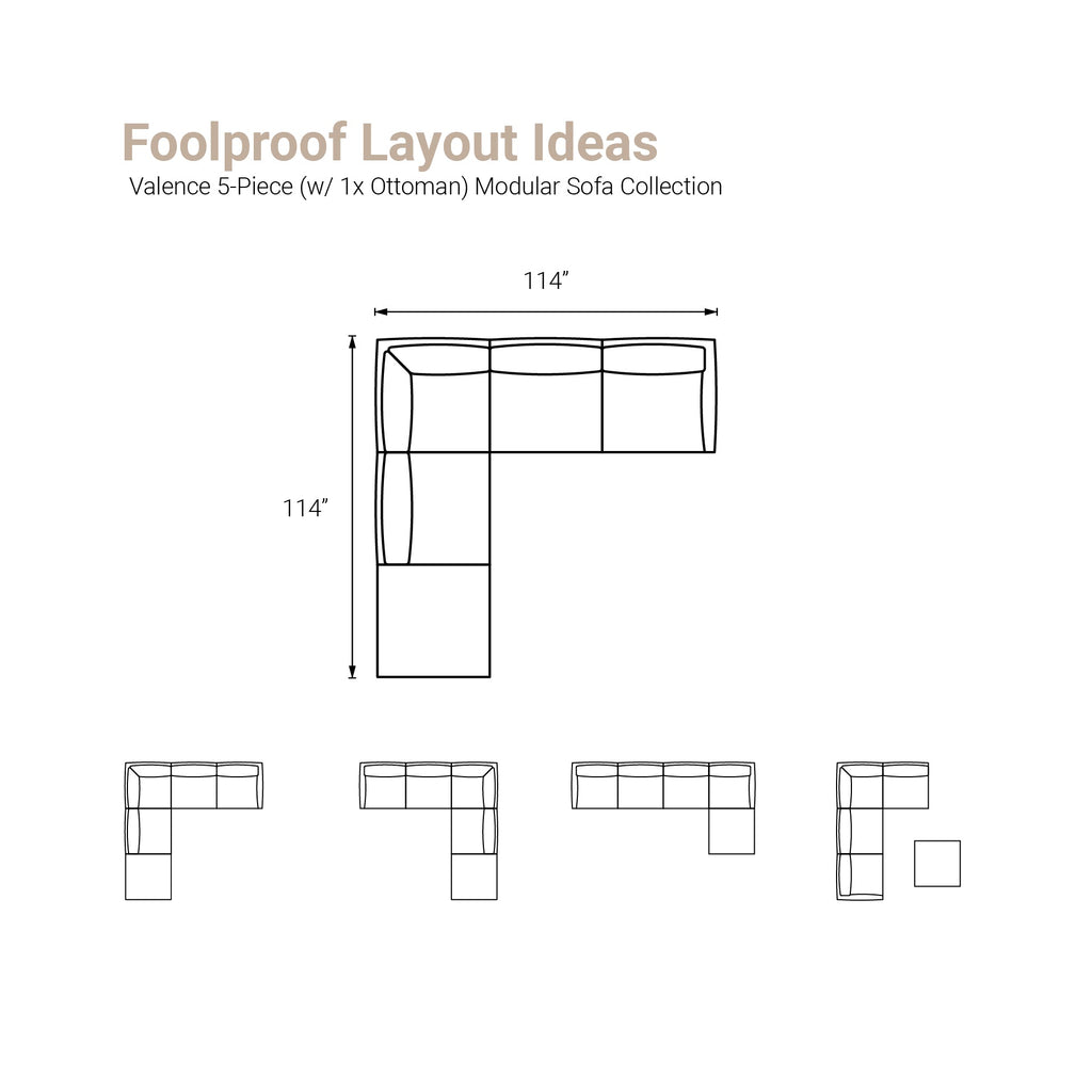 Valence 5 Piece (Incl. 1 ottoman) Modular Sofa Set