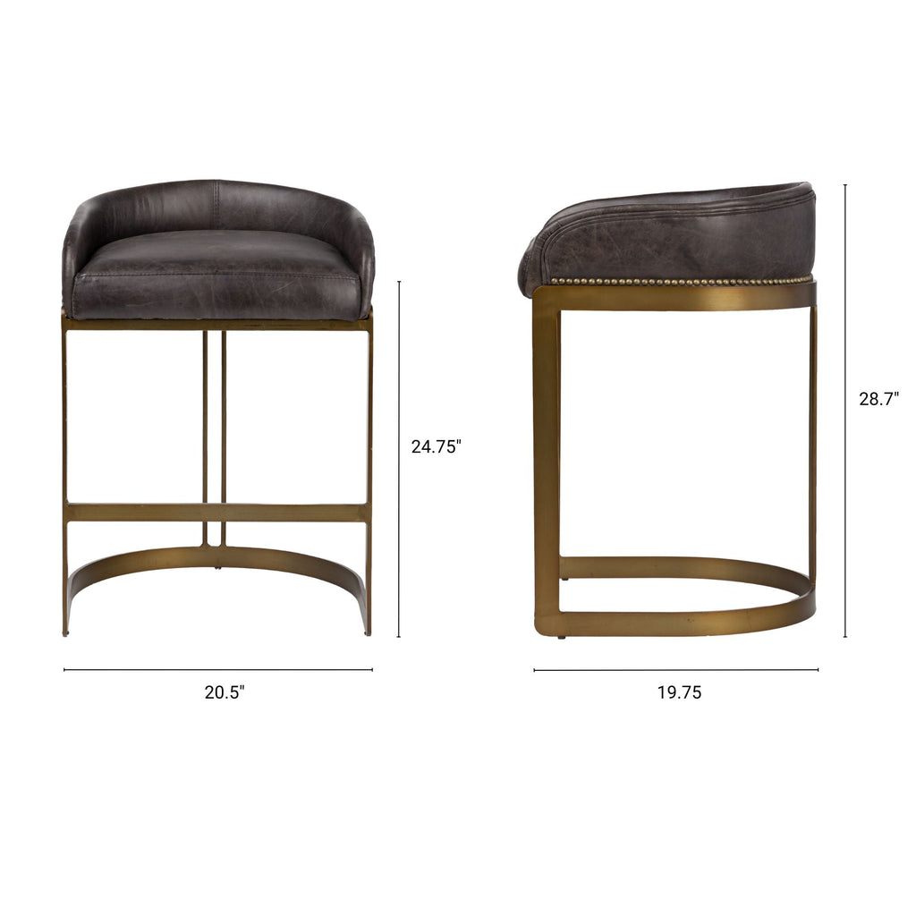 Hollyfield Leather Seat Counter Stool