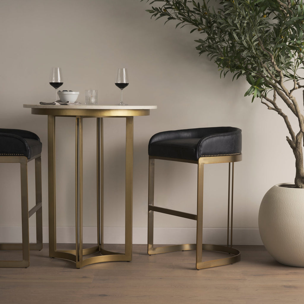 Hollyfield Leather Seat Commercial-Grade Bar Stool