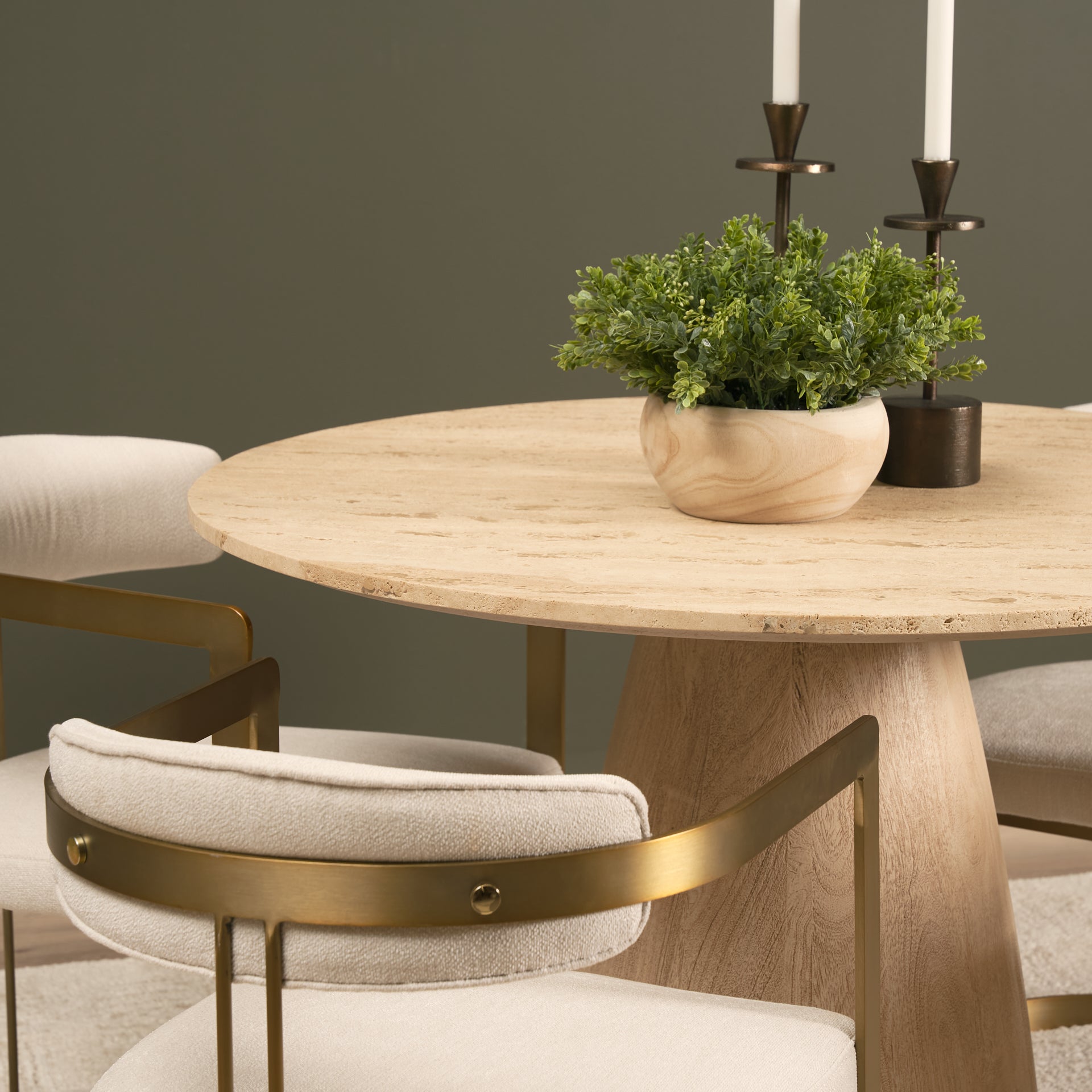 Allyson 42" Traavertine Dining Table