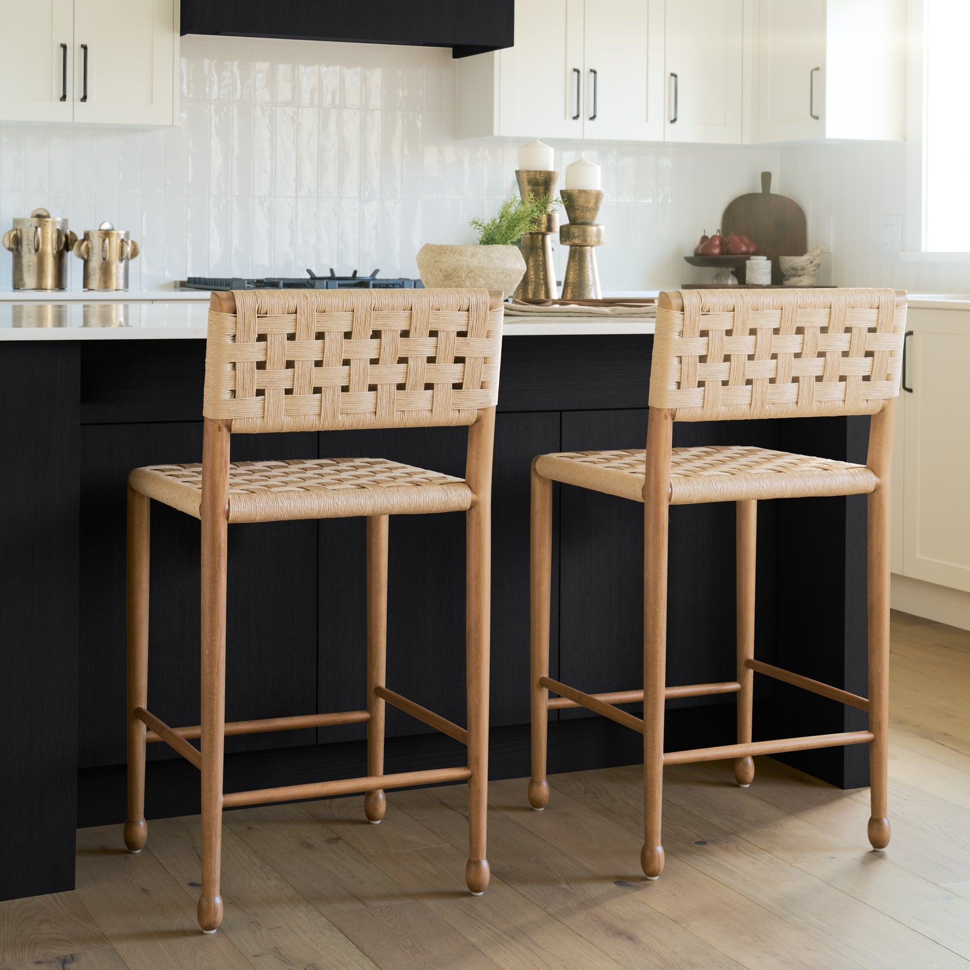 Brinley Paper Rope Seat Counter Stool
