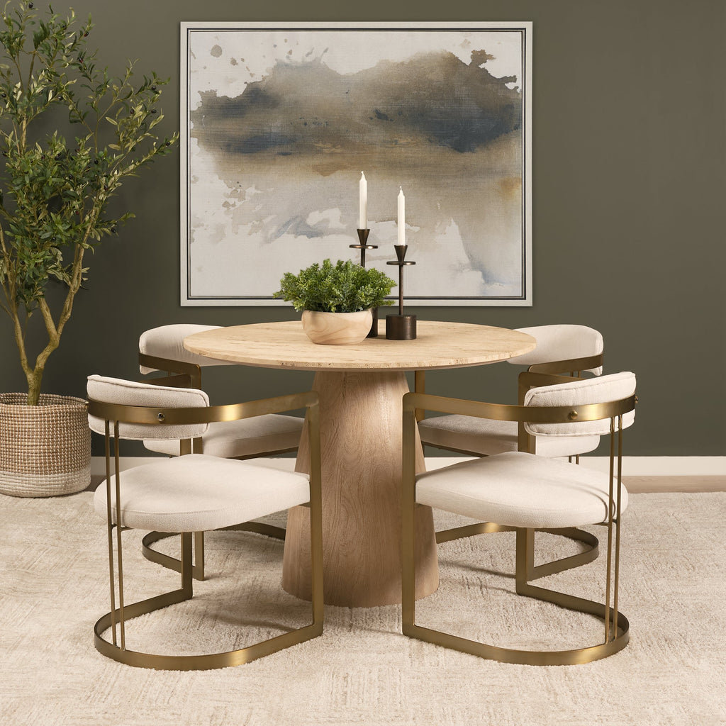 Allyson 42" Traavertine Dining Table