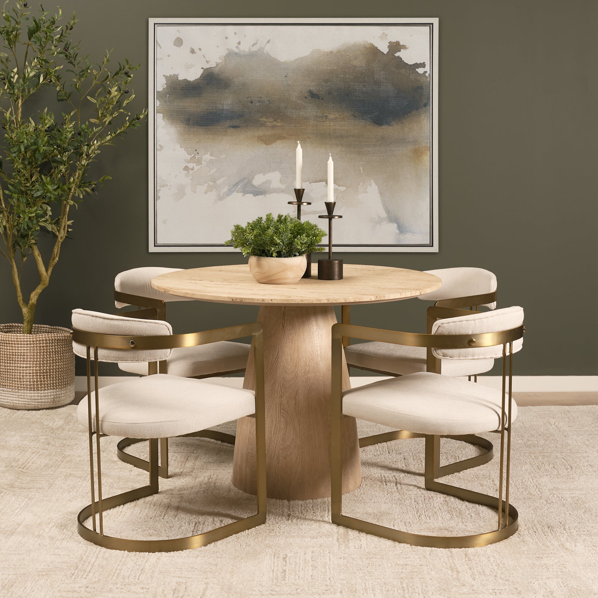 Allyson 42" Traavertine Dining Table