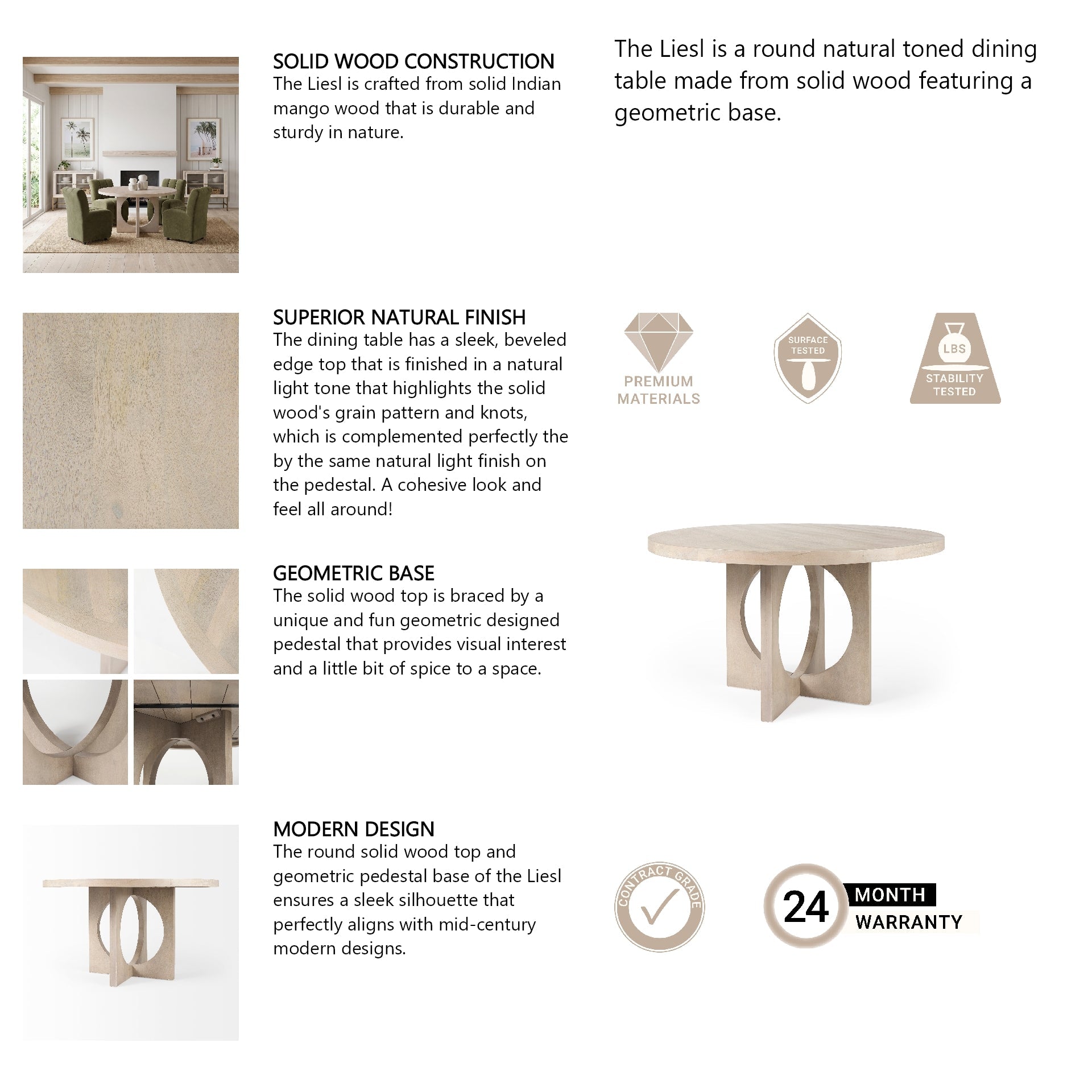Liesl 54" Round Dining Table