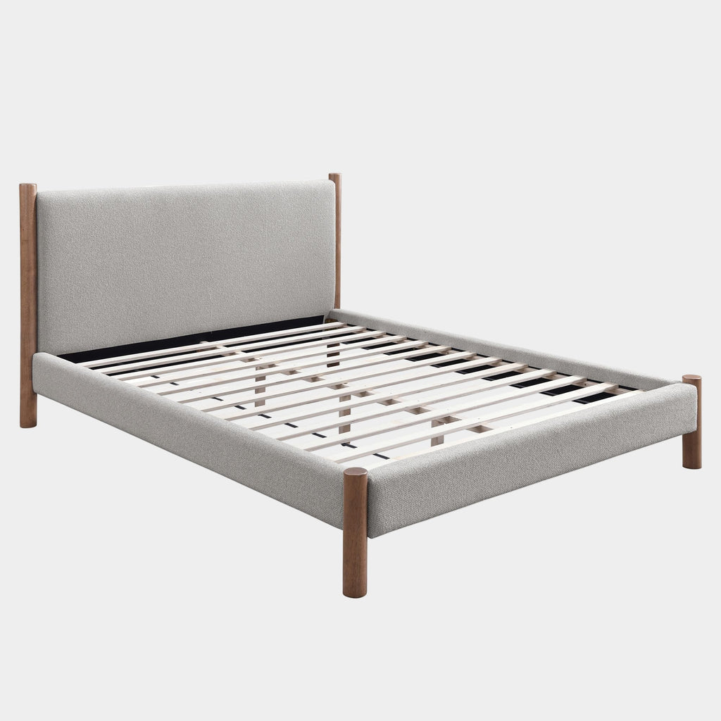 Zoran 60" Queen Platform Bed in Mushroom and Walnut