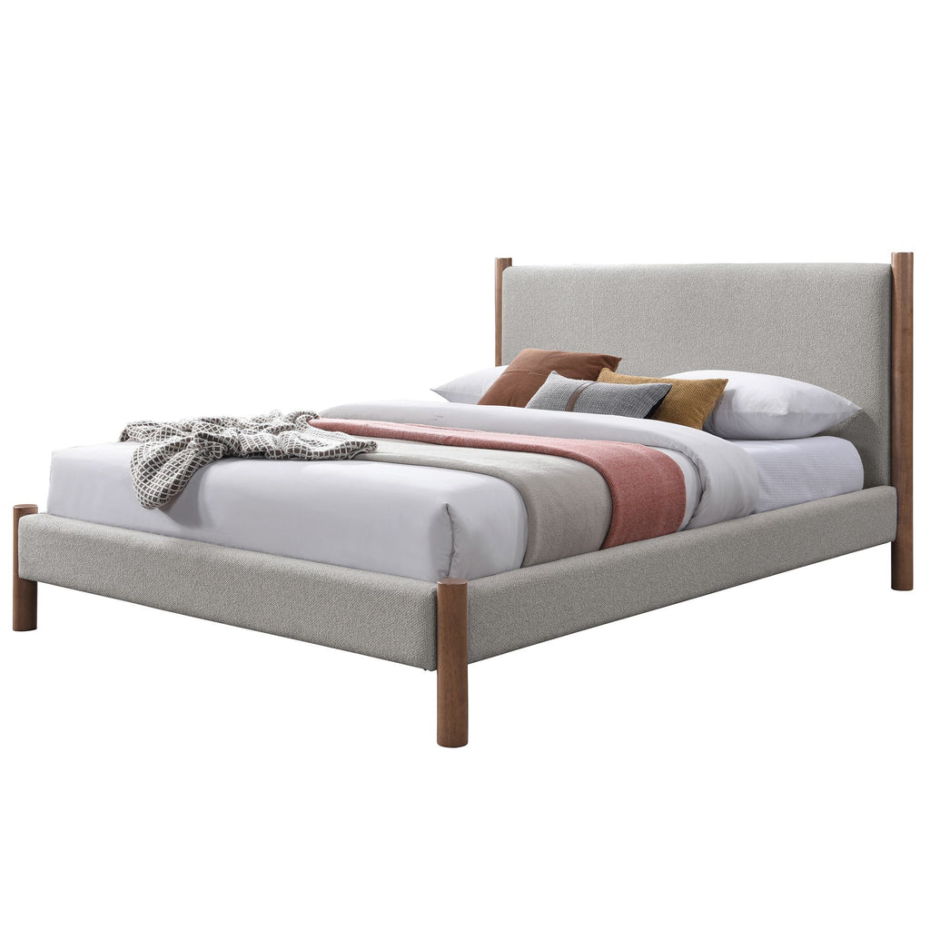 Zoran 60" Queen Platform Bed in Mushroom and Walnut