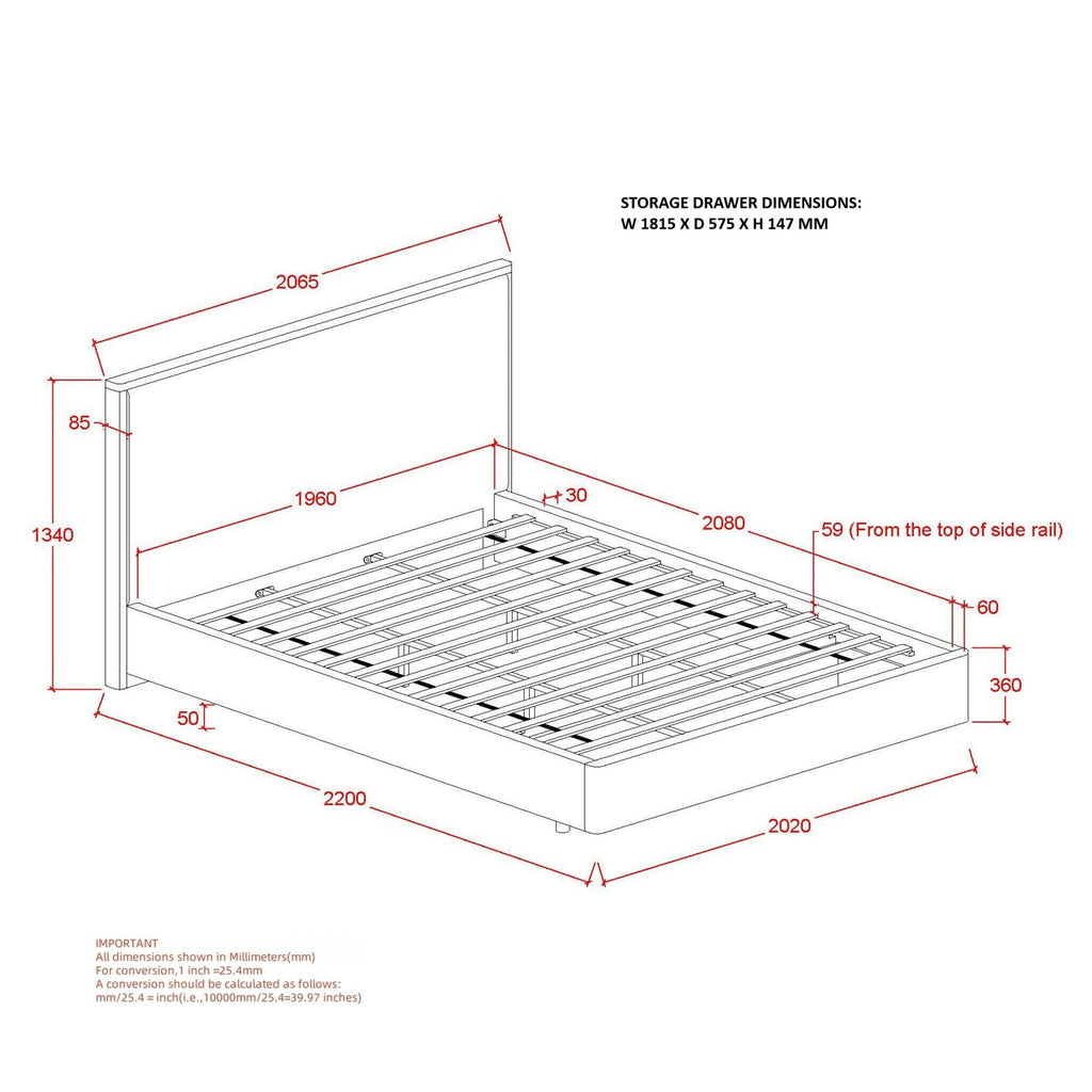 Andover 78" King Platform Bed with Drawer in Oat