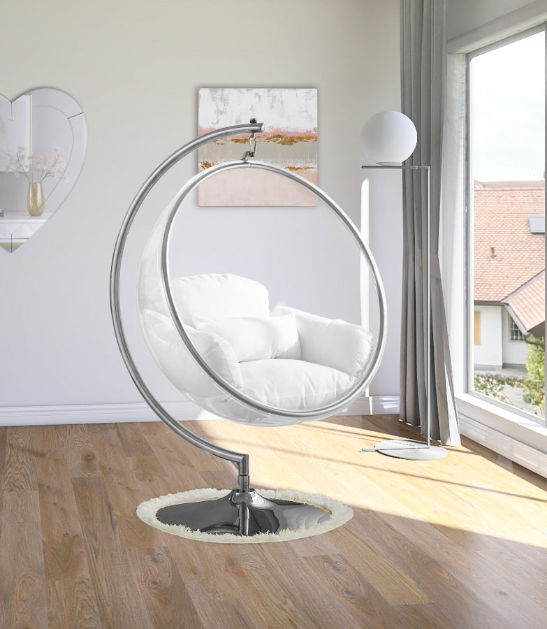 Luna Acrylic And Fabric Upholstered Swing Bubble Accent Chair