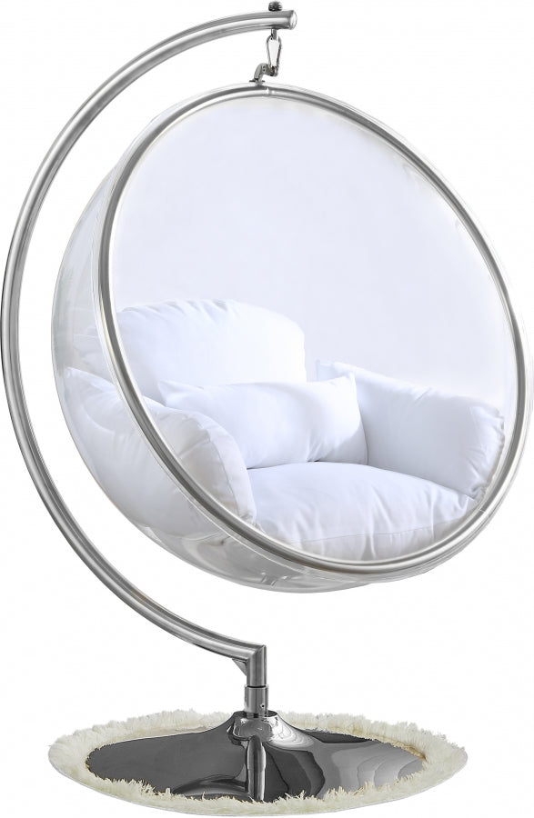 Luna Acrylic And Fabric Upholstered Swing Bubble Accent Chair
