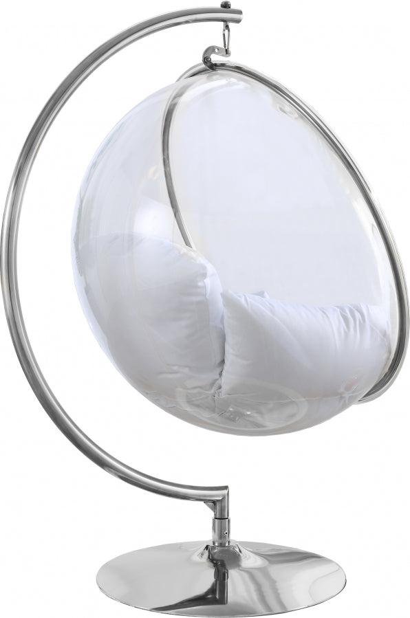 Luna Acrylic And Fabric Upholstered Swing Bubble Accent Chair