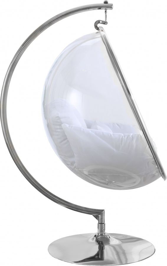 Luna Acrylic And Fabric Upholstered Swing Bubble Accent Chair