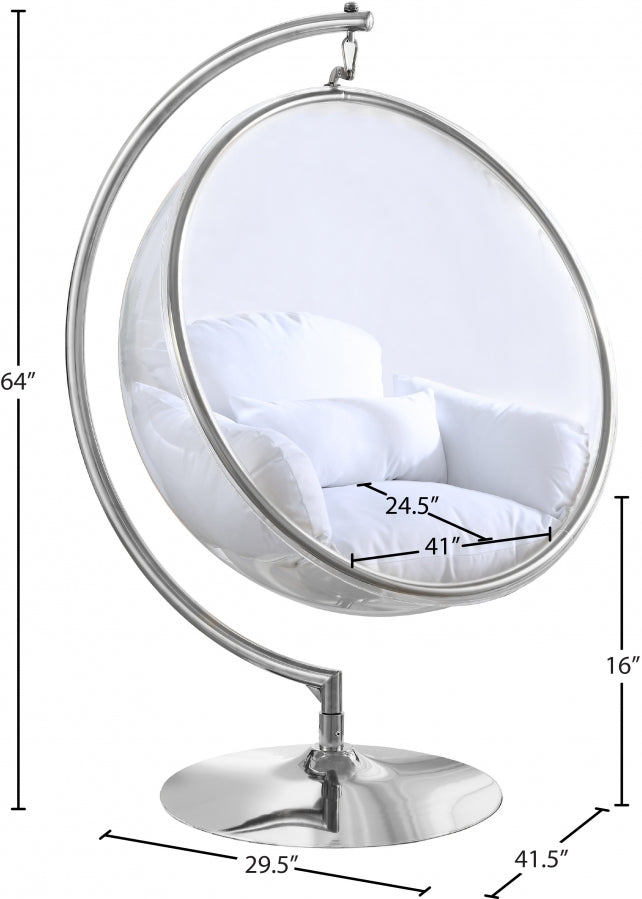 Luna Acrylic And Fabric Upholstered Swing Bubble Accent Chair