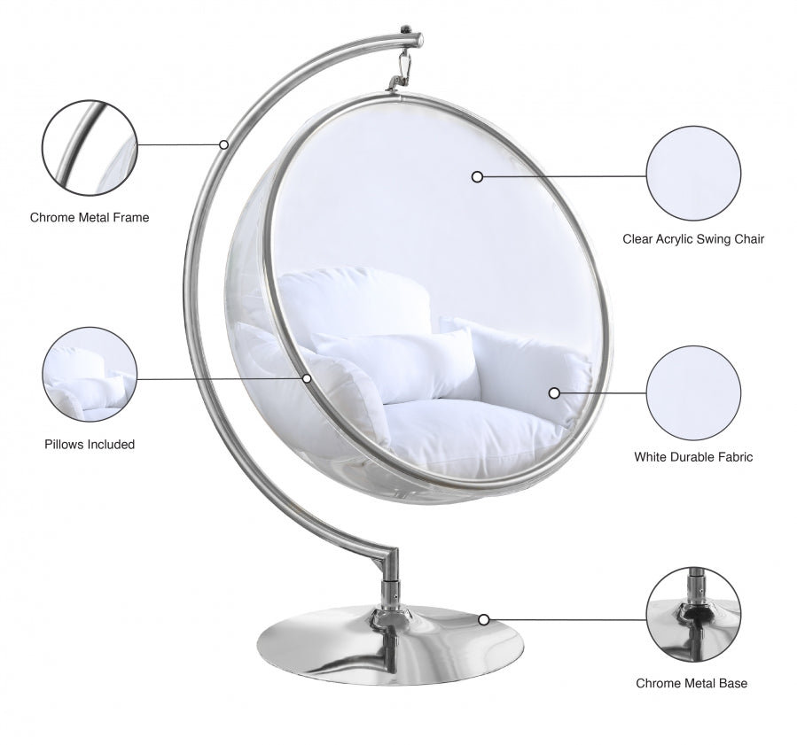 Luna Acrylic And Fabric Upholstered Swing Bubble Accent Chair