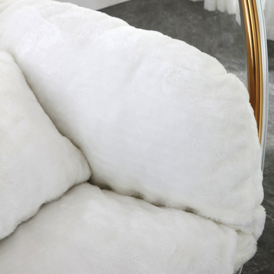 Luna Acrylic And Faux Fur Upholstered Swing Bubble Accent Chair
