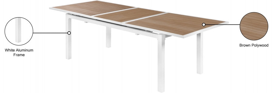 Nizuc 77" Aluminum Outdoor Patio Extendable Dining Table