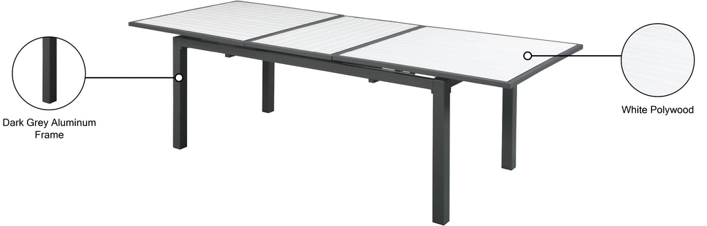 Nizuc 77" Aluminum Outdoor Patio Extendable Dining Table