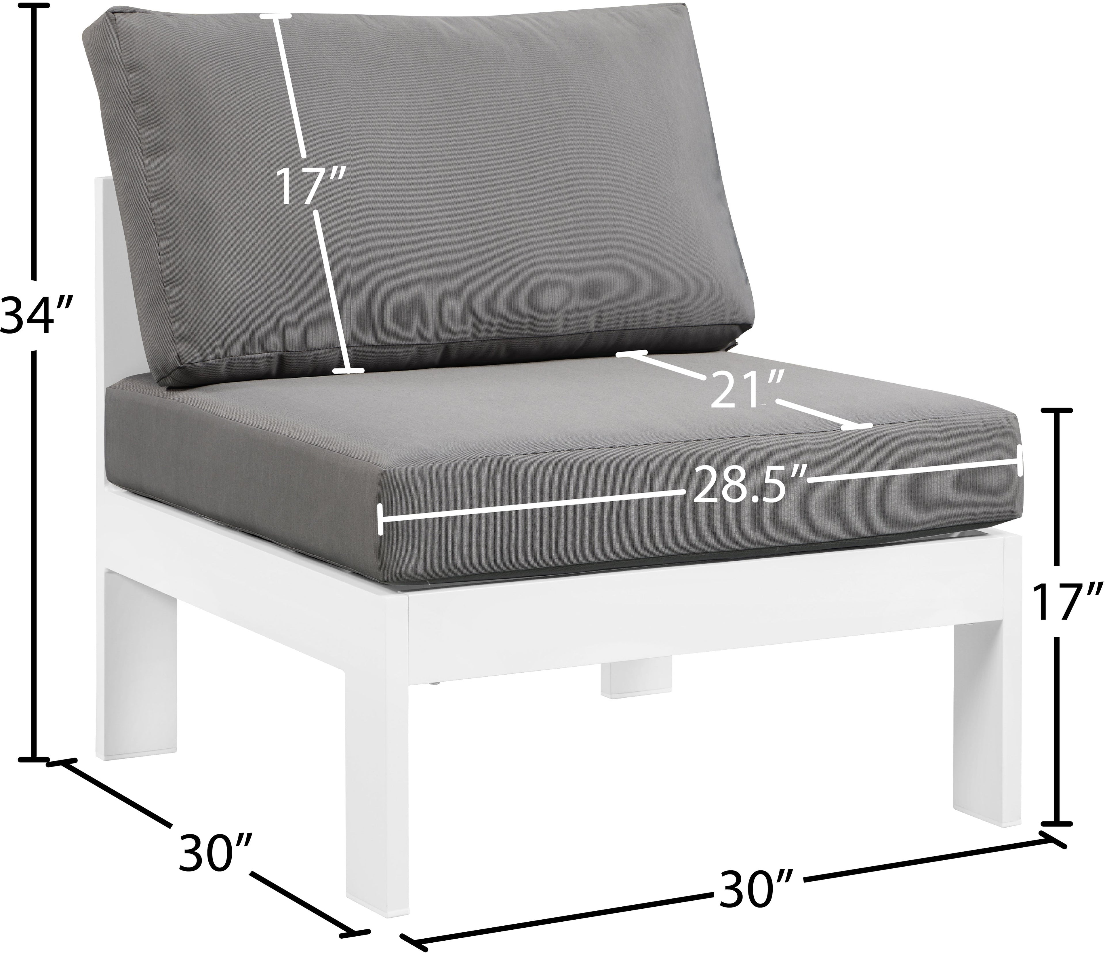 Nizuc Water Resistant Fabric Upholstered Outdoor Patio Modular Armless Chair