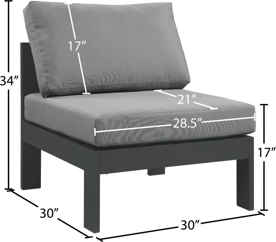 Nizuc Water Resistant Fabric Upholstered Outdoor Patio Modular Armless Chair