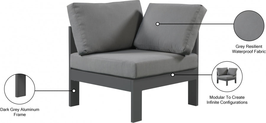 Nizuc Water Resistant Fabric Upholstered Outdoor Patio Modular Corner Chair