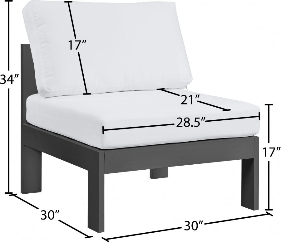 Nizuc Water Resistant Fabric Upholstered Outdoor Patio Modular Armless Chair