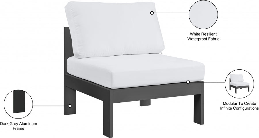 Nizuc Water Resistant Fabric Upholstered Outdoor Patio Modular Armless Chair