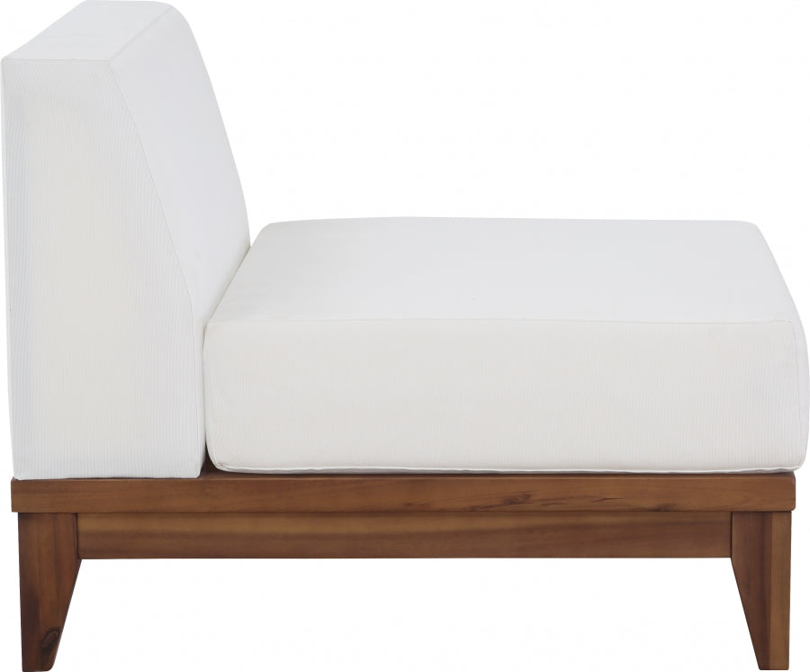 Rio Off White Water Resistant Fabric Upholstered Outdoor Patio Modular Armless Chair