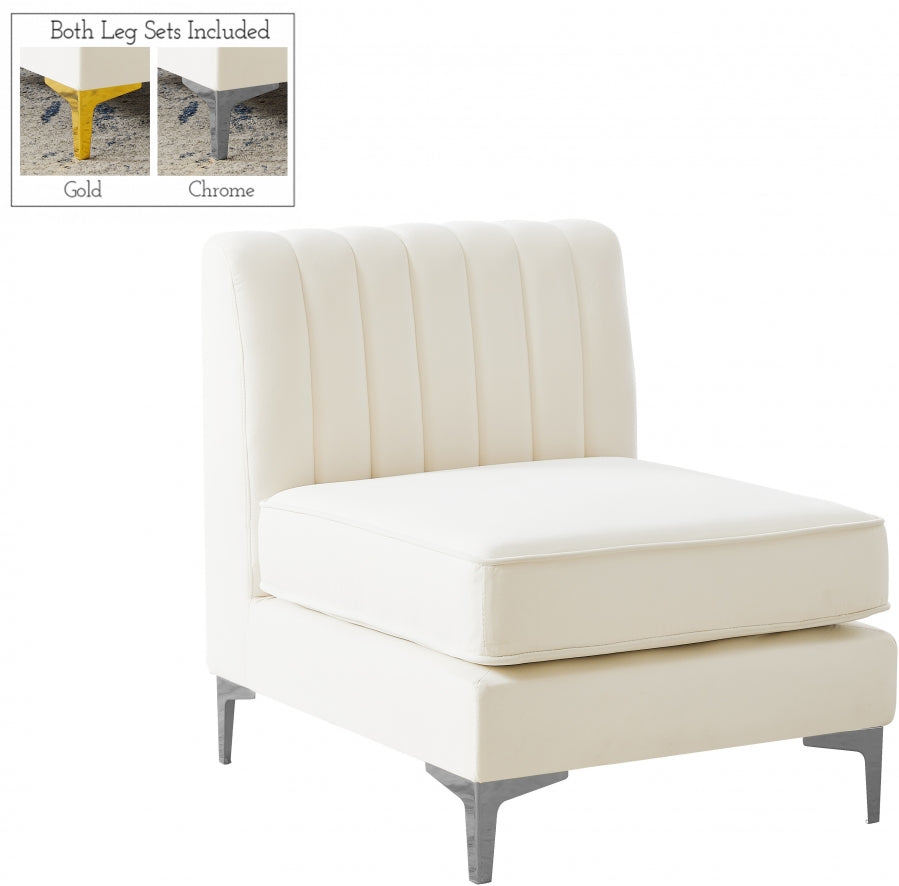 Alina Velvet Upholstered Modular Armless Chair