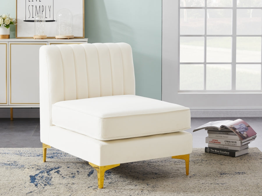 Alina Velvet Upholstered Modular Armless Chair