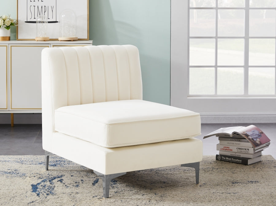 Alina Velvet Upholstered Modular Armless Chair