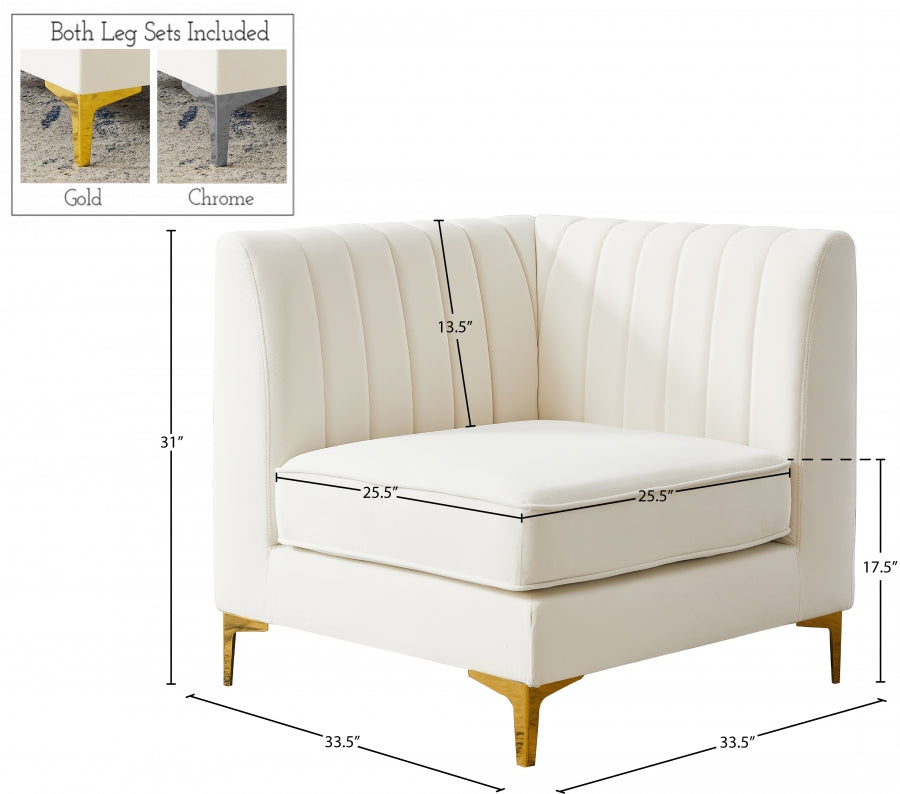 Alina Velvet Upholstered Modular Corner Chair