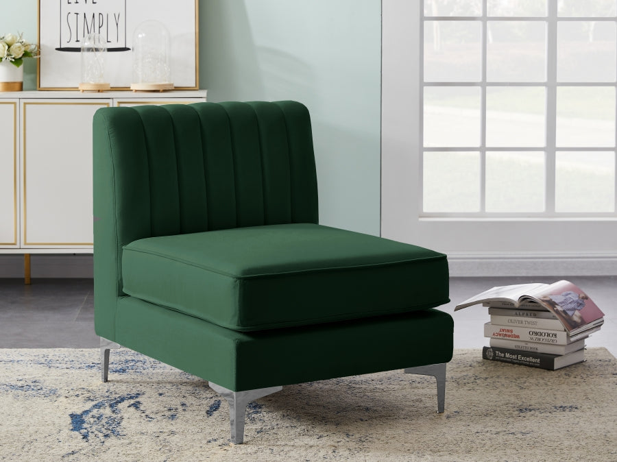 Alina Velvet Upholstered Modular Armless Chair