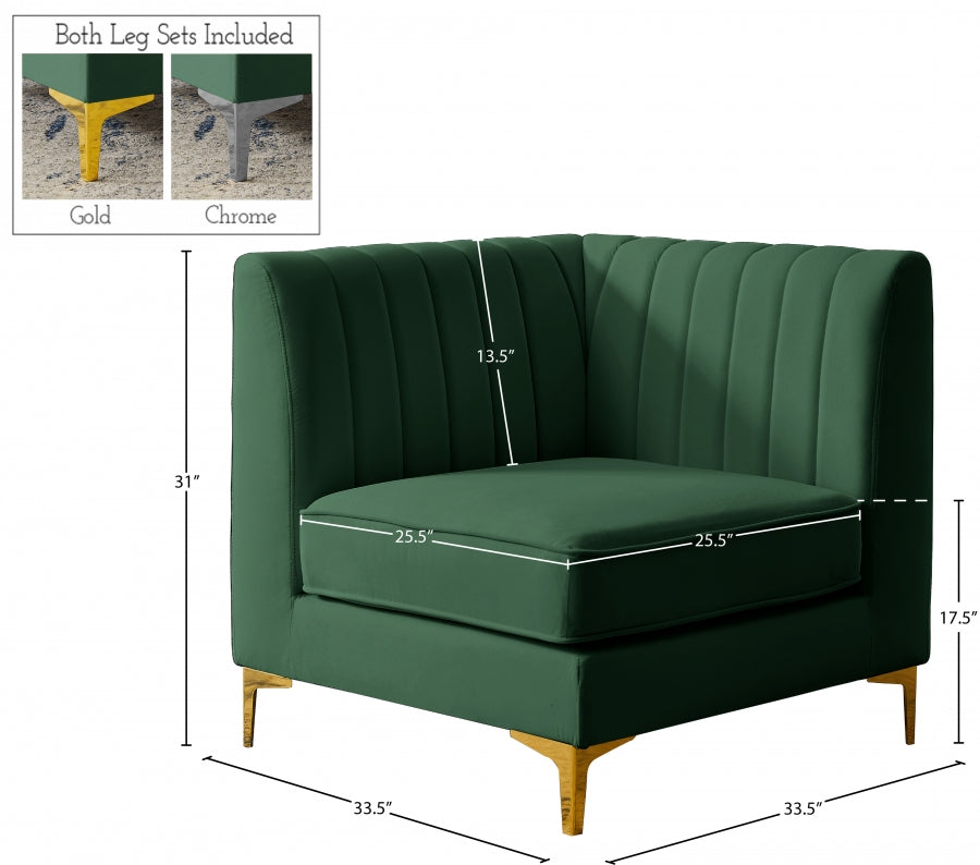Alina Velvet Upholstered Modular Corner Chair