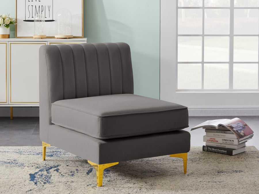 Alina Velvet Upholstered Modular Armless Chair