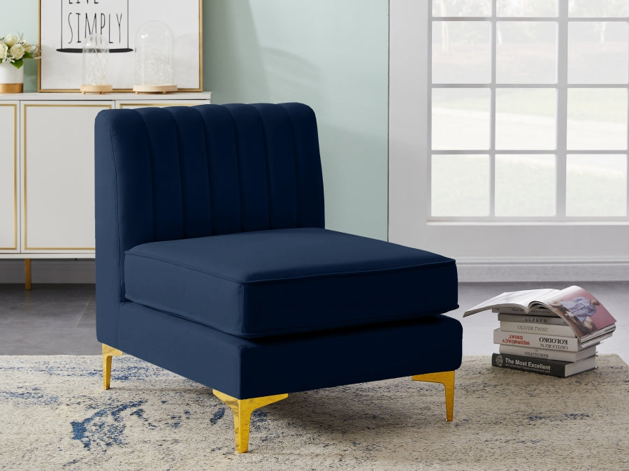 Alina Velvet Upholstered Modular Armless Chair