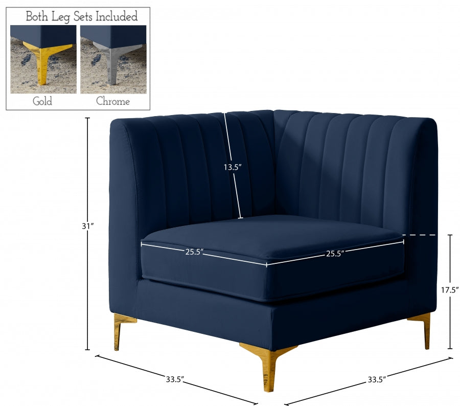 Alina Velvet Upholstered Modular Corner Chair