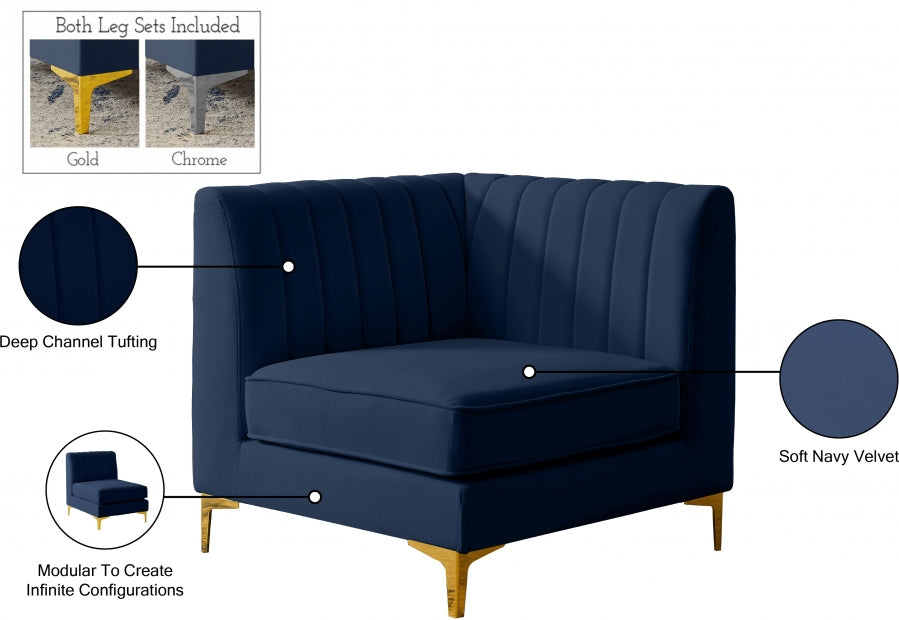 Alina Velvet Upholstered Modular Corner Chair