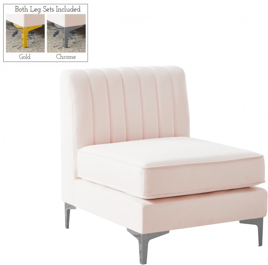 Alina Velvet Upholstered Modular Armless Chair
