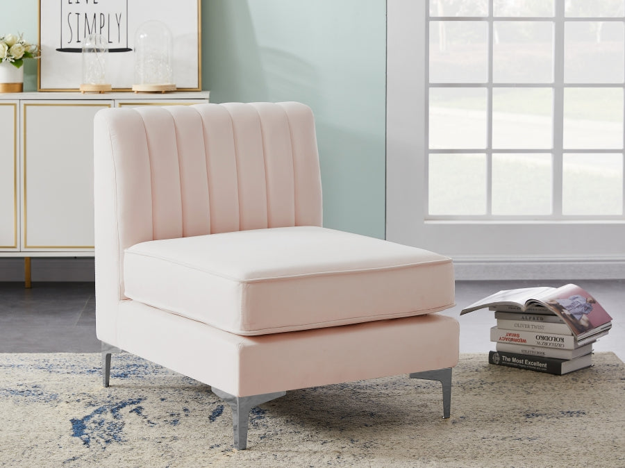 Alina Velvet Upholstered Modular Armless Chair