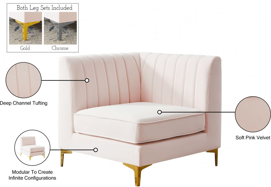 Alina Velvet Upholstered Modular Corner Chair
