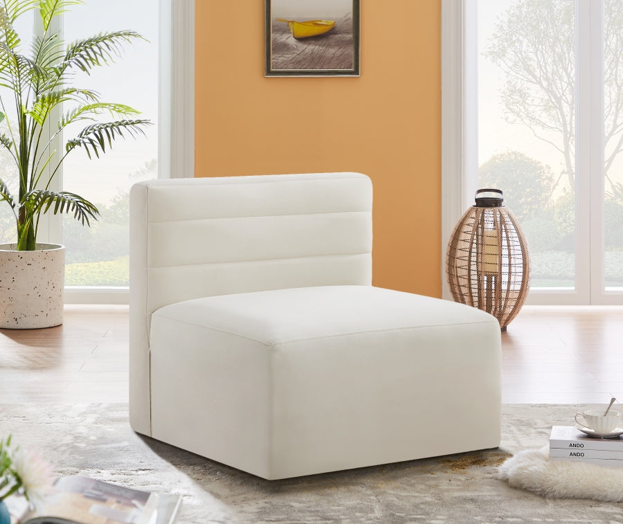 Quincy Velvet Upholstered Comfort Armless Modular Chair