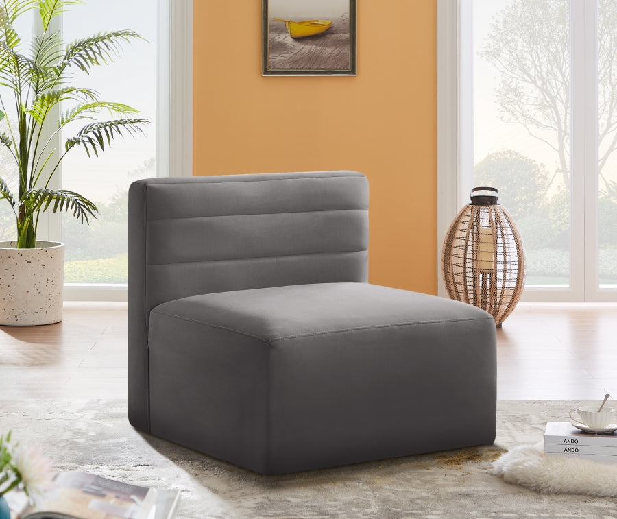 Quincy Velvet Upholstered Comfort Armless Modular Chair