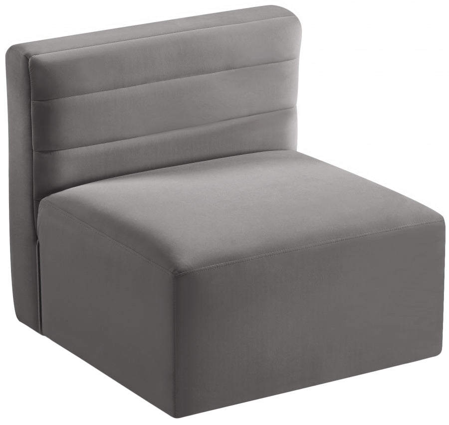 Quincy Velvet Upholstered Comfort Armless Modular Chair