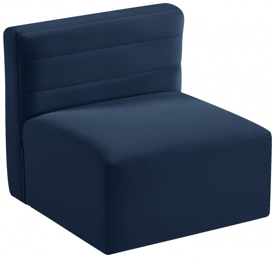 Quincy Velvet Upholstered Comfort Armless Modular Chair