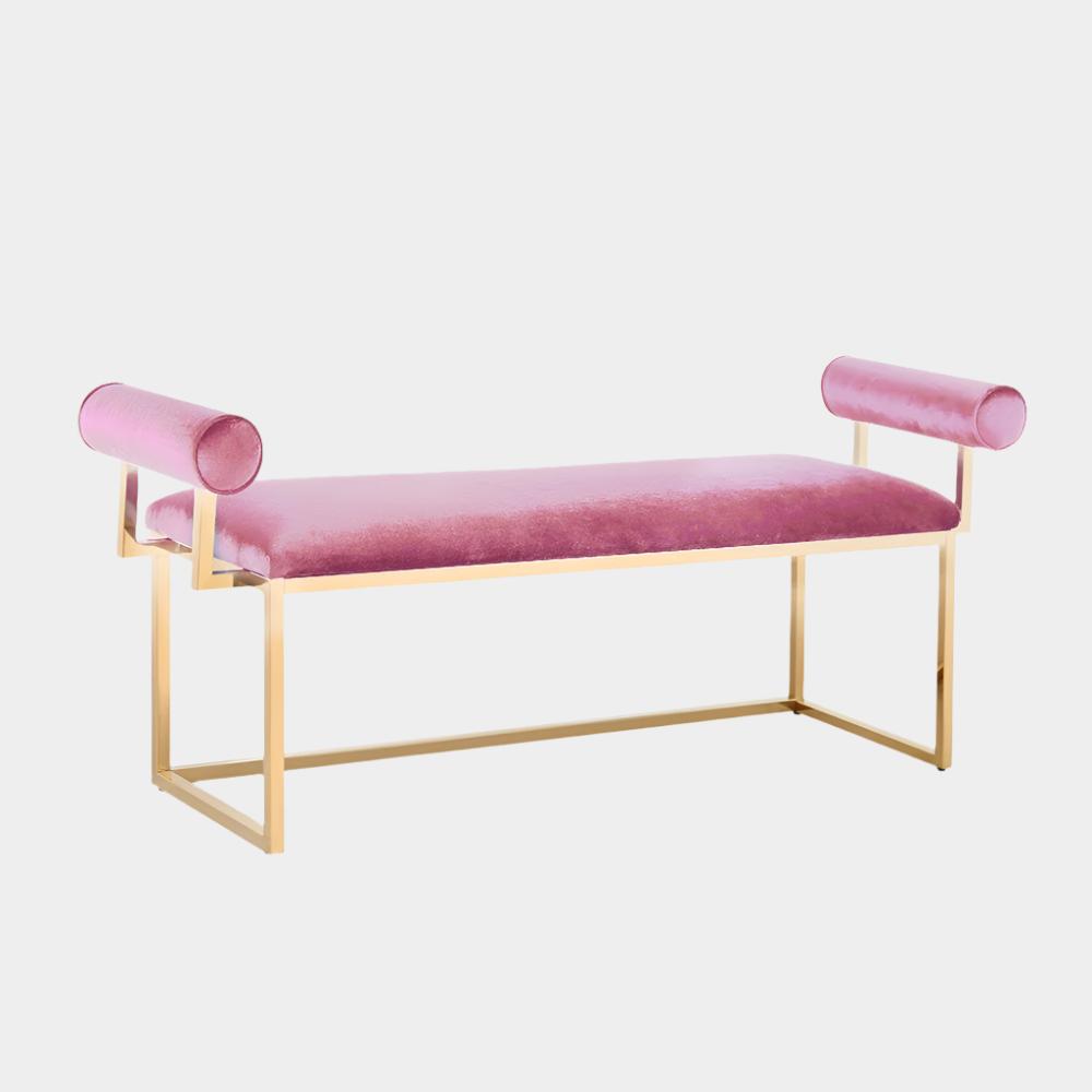 Serena Gold Bench Pink Velvet