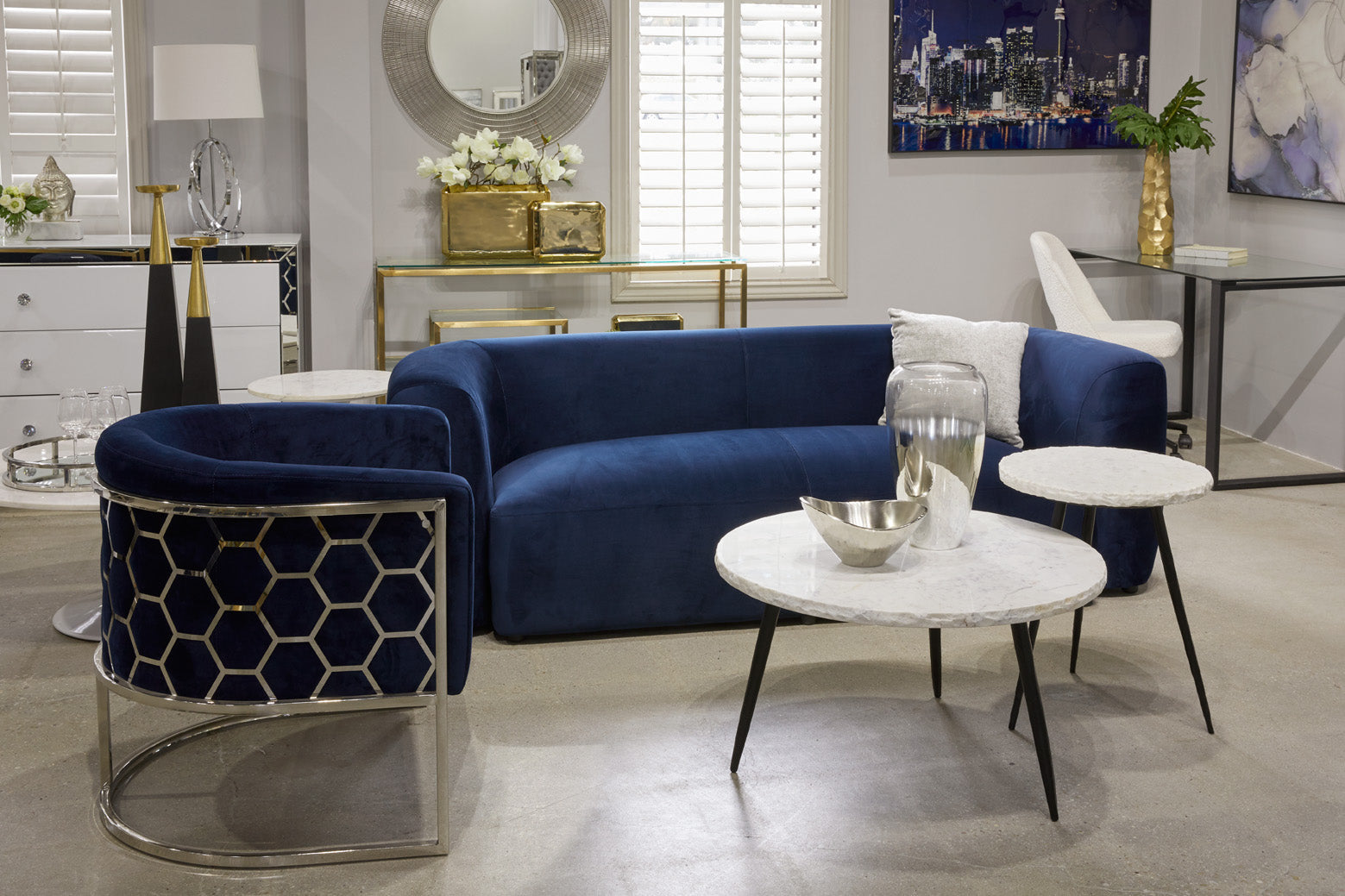 Honeycomb Chair: Blue Velvet