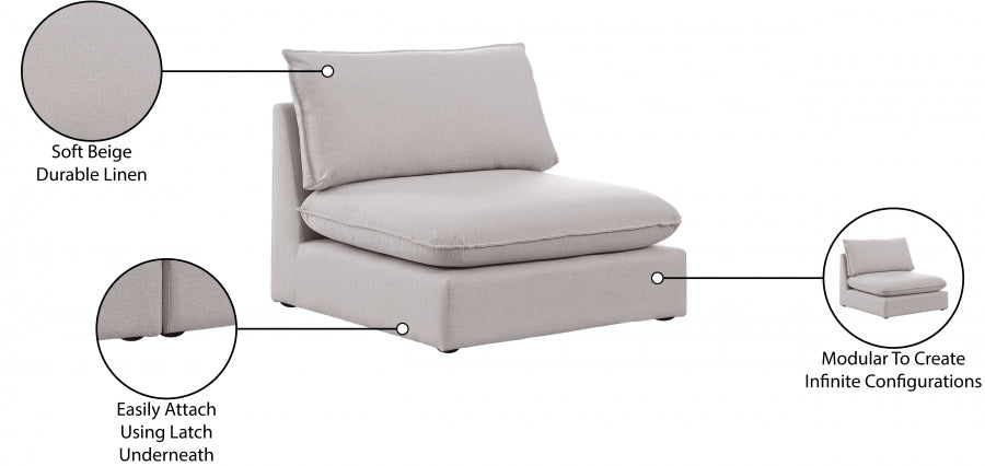 Mackenzie Linen Textured Fabric Upholstered Armless Modular Chair